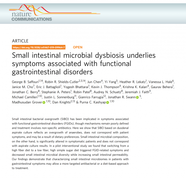 Small intestinal dysbiosis underlies functional GI symptoms Lucy